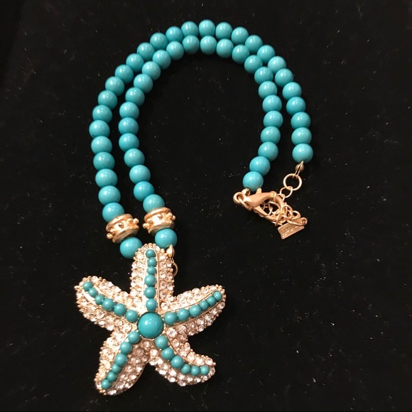 Top It Off Jewelry - STARFISH Turquoise Statement Necklace Top It Off